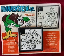 VINTAGE ROALEX SLIDE PUZZLE 1967 FRANKENSTEIN JR. SLIDING SQUARES PUZZLE CLEAN