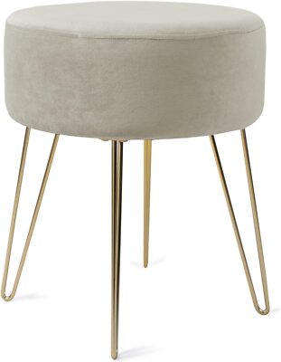 Runder Sitzhocker Schminktisch Hocker Ottoman Gepolsterter Hocker Metallstütze