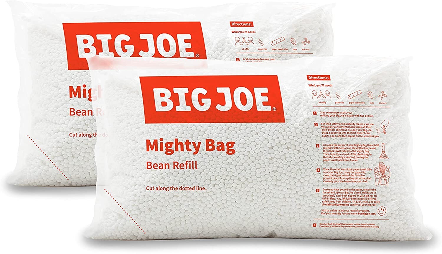 Bean Refill 2Pk Polystyrene Beans for Bean Bags or Crafts, 100 Liters