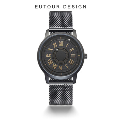 EUTOUR E040A Magnetische Herren Kugel Quarzuhr Luxus Edelstahl Milanaise Armband