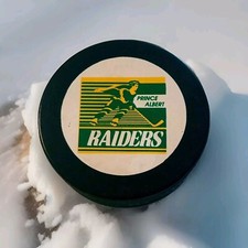 PRINCE ALBERT RAIDERS VINTAGE WHL OFFICIAL INGLASCO PRO CANADA HOCKEY PUCK Rare