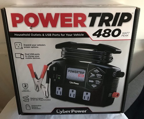 CyberPower - PowerTrip 480 Power Inverter - Black (120V 480 Watt Peak ...