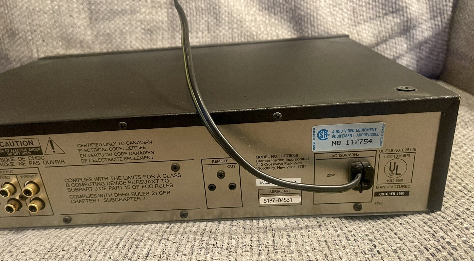 Harman Kardon HD7600 II CD Player Works, (READ)