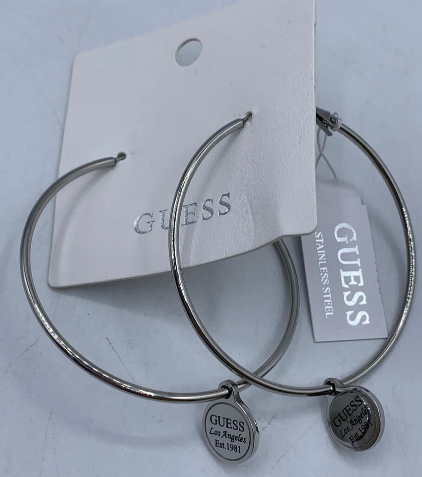 Guess Hula Hoops Orecchini a cerchio da donna - Argento lucido - Immagine 4 di 4