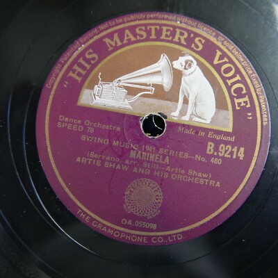 78 rpm ARTIE SHAW i cover the waterfront / marinela