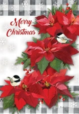 Merry Christmas Poinsettia Cascade Garden Flag 12"x18", Custom Decor, 2 Sided