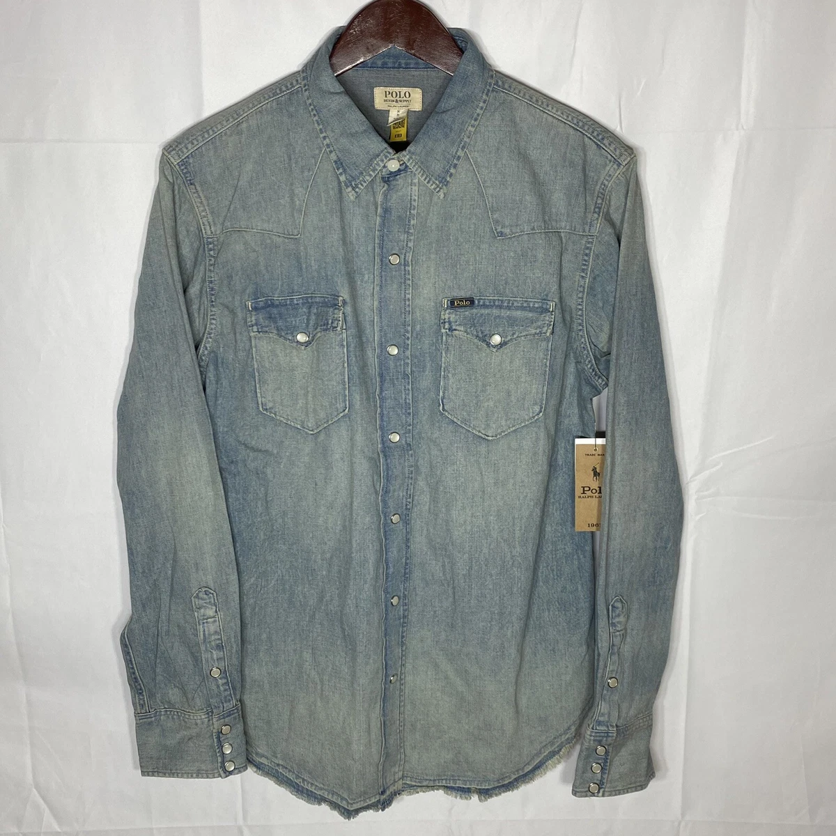 Polo Ralph Lauren Denim Supply Pearl Snap Denim Shirt Mens Medium