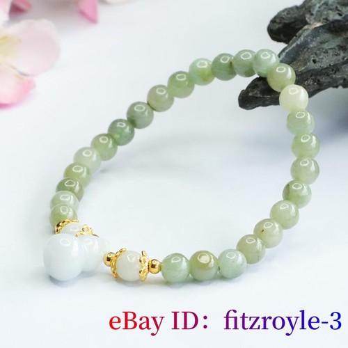 Burmese Jade Gourd Bracelets Natural Charm Jewelry Jadeite 925 Silver Green - Picture 4 of 8