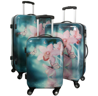 Hartschale Koffer für Damen Orchidee bunt Handgepäck klein Trolley  Reisekoffer