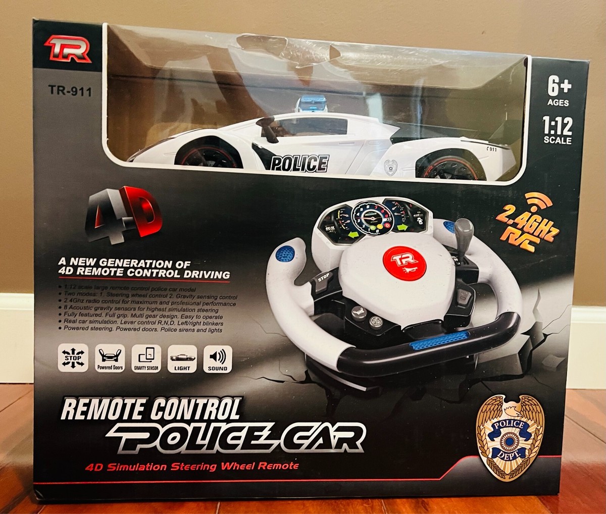 Scale Police Control Car 10 Inch Police RC Car With LED Headlights