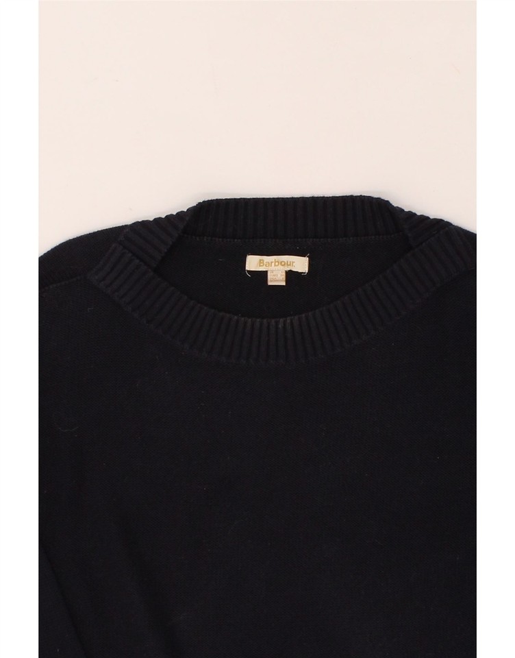 BARBOUR Womens Boat Neck Jumper Sweater UK 12 Medium Black Cotton AD02