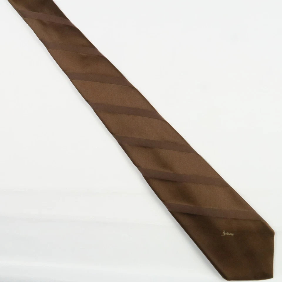 Vintage Botany 500 Brown Striped Monochrome Neck Tie 55"x3.25" Short Classic - Image 2 of 4