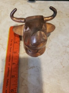 Vintage Copper Bull /Cow Head Towel Hanger Wall  Weighs 15oz! No Back