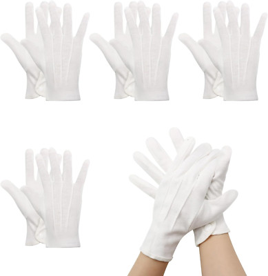 4 Paar Weiße Handschuhe Weiße Baumwollhandschuhe mit Druckknopf Weisse Herren El