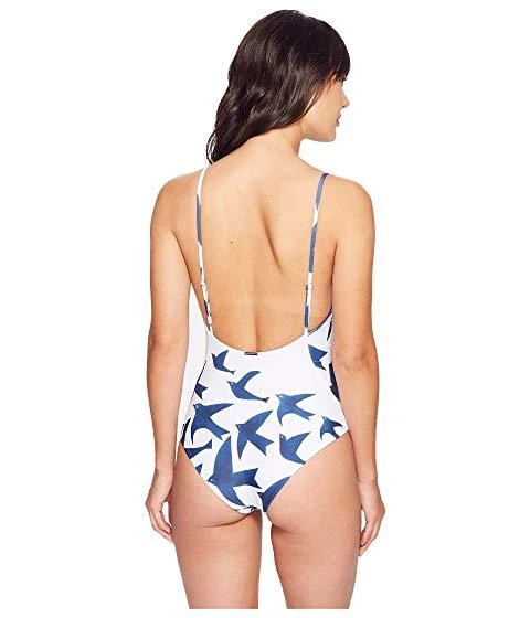 Traje de baño Mara Hoffman para mujer azul pájaros celosía frontal de una pieza talla XS L17508 Foto 4 de 4