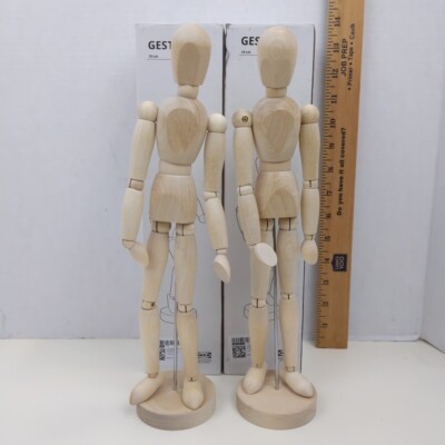 IKEA GESTALTA Wooden Art Mannequin Figure Model Artist Drawing Doll Set of 2