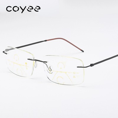 Ultralight Rimless Progressive Multifocal Anti Blue Ray Reading ...