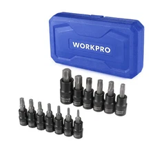 WORKPRO 13-Piece Hex Socket Set Socket Set 1/4"3/8"&1/2" Drive Allen Socket Set