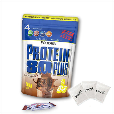53,98 /kg - Weider Protein 80 Plus Whey-Egg-Eiweiß 500g Beutel +  Bonus