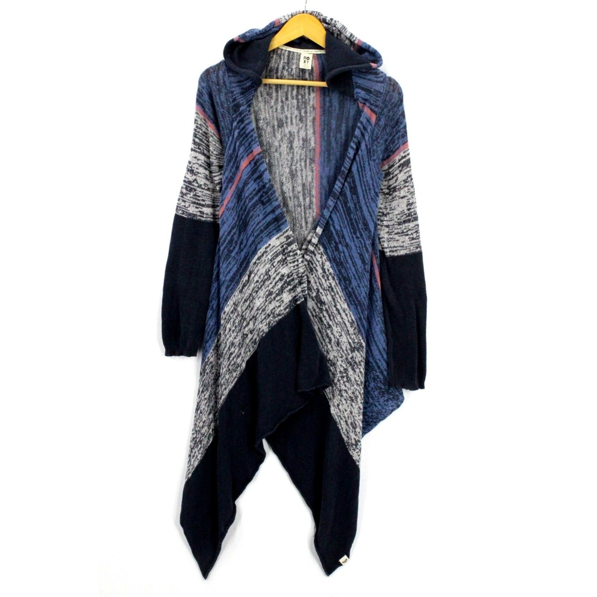 Roxy Cardigan Sweater Women's Casual Blue & Gray Long Sleeve