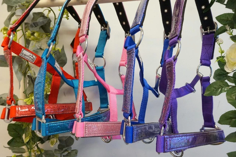 EQUITEM Premium HORSE Padded Glitter Bling Tape 5 pretty color Nylon Halter SET o/5 or 1