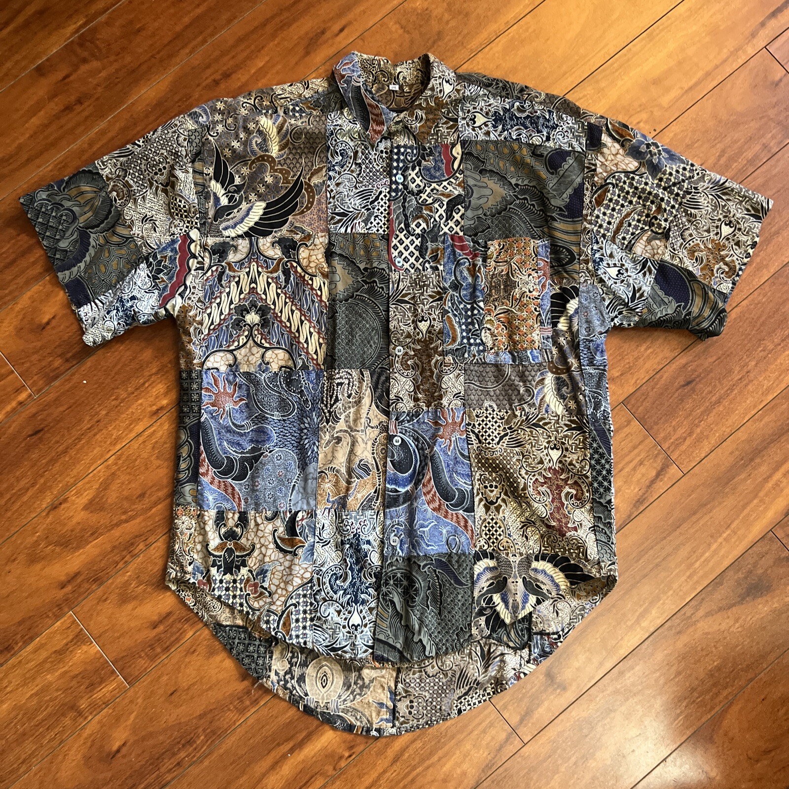 VTG Java Lava Patchwork Retro Paisley Floral Shir… - image 3