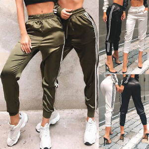 Calça de moletom Feminina Cetim calças agasalhos Bottoms Senhoras, Cooper, Academia Fitness Calça | eBay