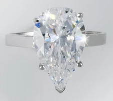 6 ct Pear Ring Vintage Top Russian Quality CZ Extra Brilliant SS Size 5