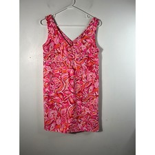 Womens Lilly Pulitzer Calissa V Neck Pullover Dress 4 Pink Pout Mango