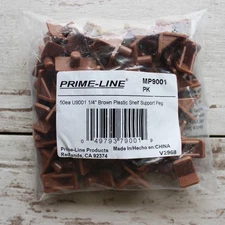 Prime-Line MP9001 1/4" Brown Plastic Shelf Support Peg Pack of 50