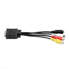 Pc Adapter Cable Vga to Rca Av and S-Video TV Converter Cable for Black
