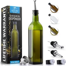 Zulay Kitchen 17Oz Olive Oil Dispenser Bottle – Glass Oil Cruet with Spout, Funn