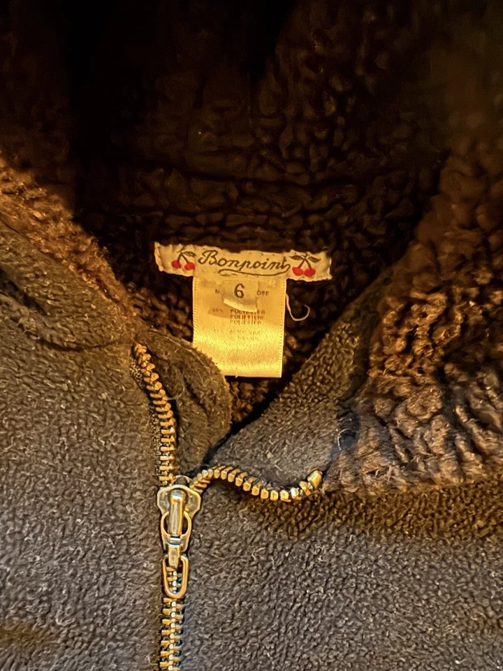 Kids Bonpoint Sherpa Fleece Jacket Black Size 6 - Image 4 of 4