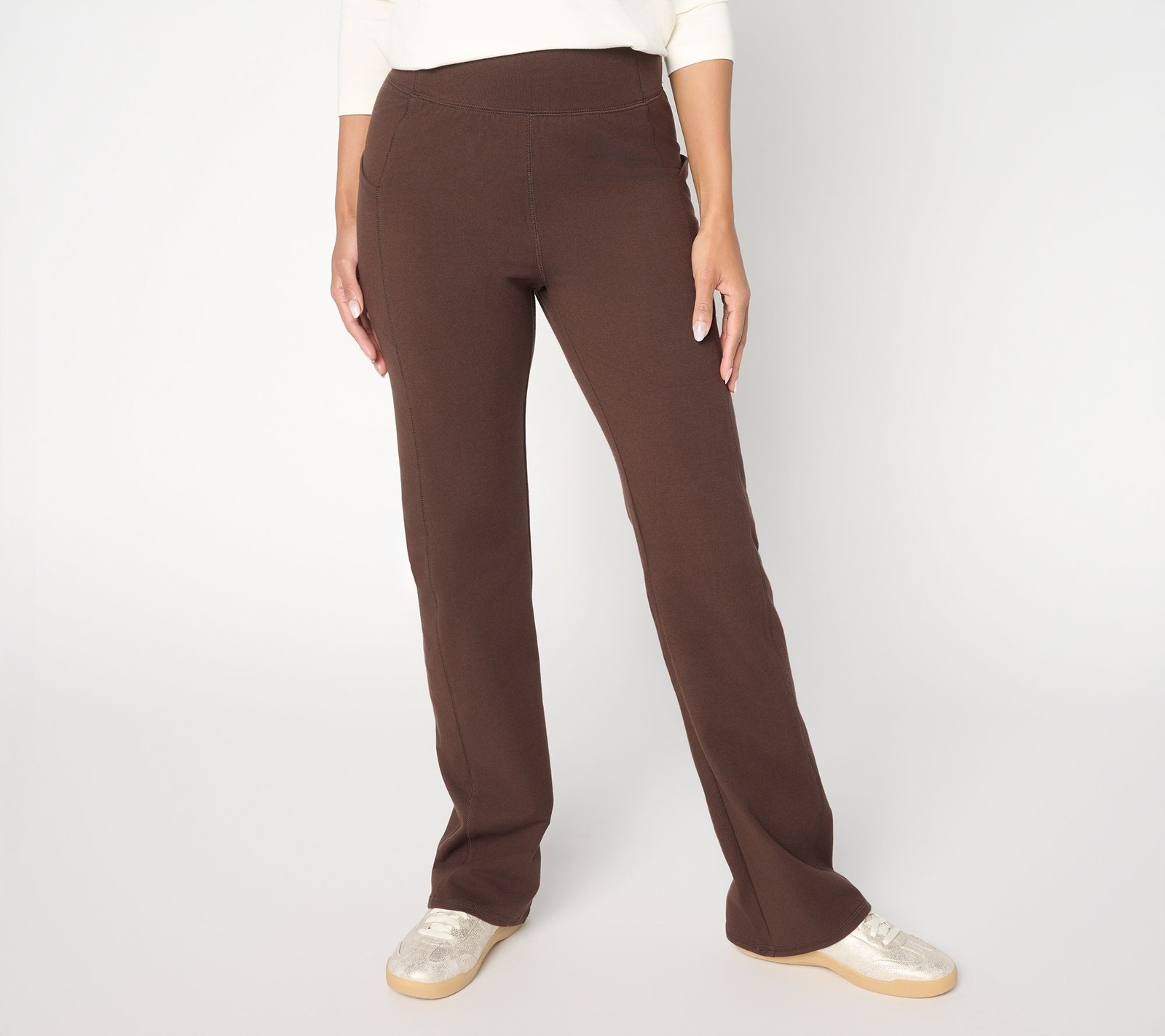 Denim & Co. Women's Pants Sz XS Tall Active Duo Lightly Boot Pant w Brown
