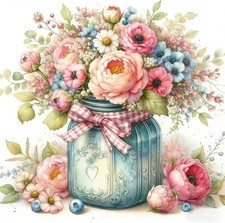 Flower Stamped Cross Stitch Kit DIY Needlewor...