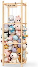 Stuffed Animal Storage  Organizer, Wooden Cute Zoo Toy Holder for Toddler Ro...