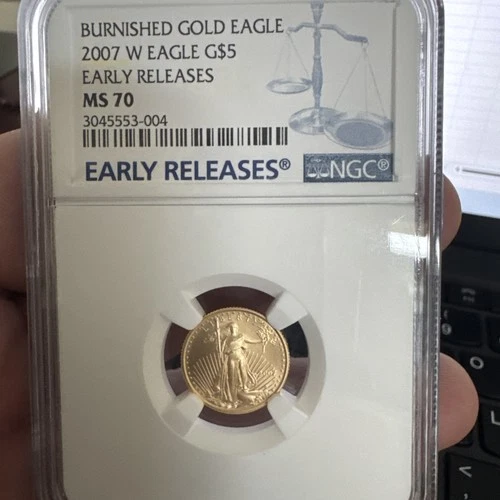 American Eagle 2007-W G$5 1/10 oz Burnished Gold Coin MS 70 NGC