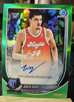 Topps 2025-26 Bowman Chrome Autographs Zach Edey BCA-ZE Green Refractor 96/99