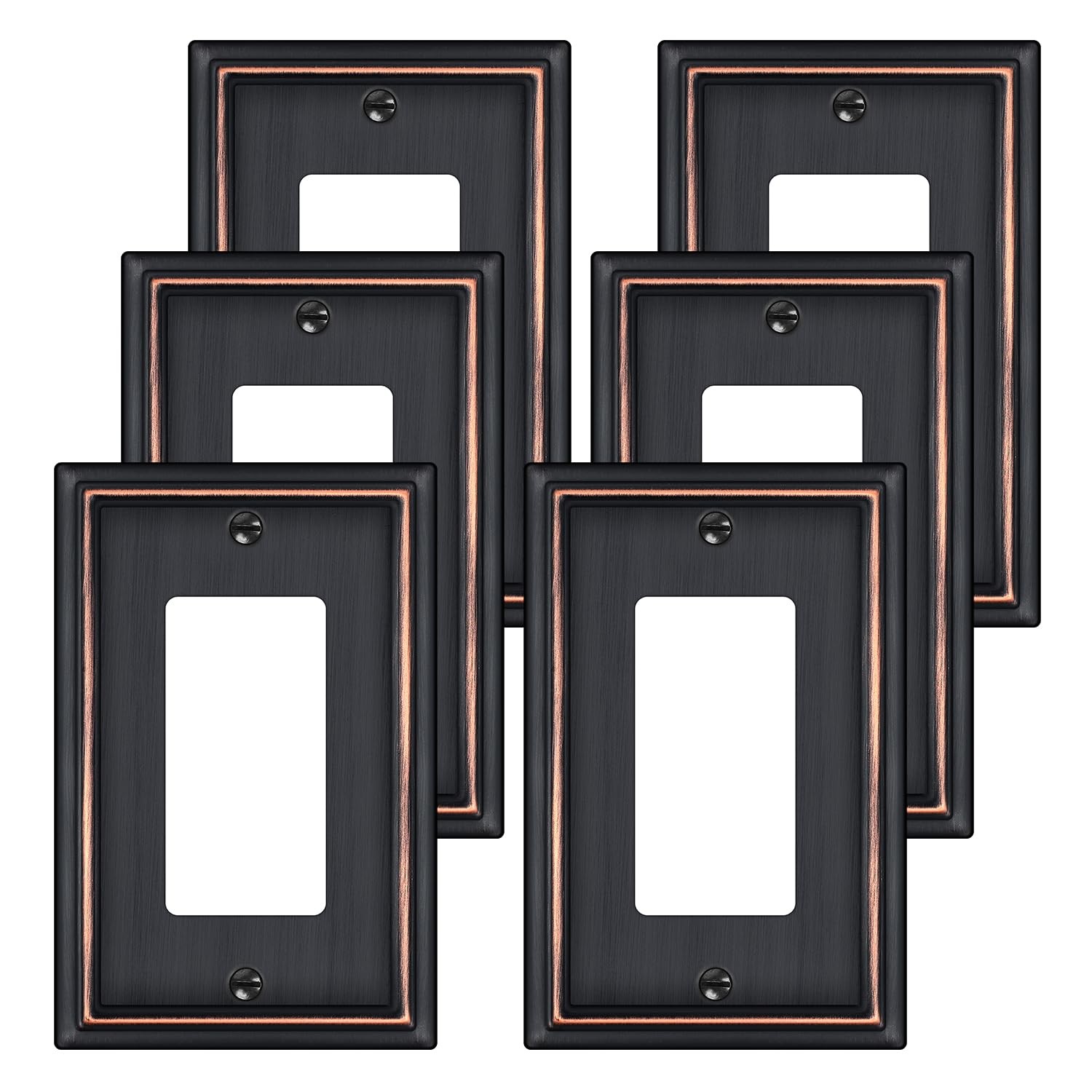 6 Pack Single Decorator Switch Covers Wall Plate, Oil Rubbed