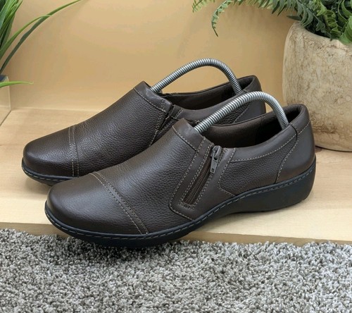 Clarks Cora Gini Loafers Women's Size 10M Brown Leather Zip Up Shoes Casual - Picture 4 of 11