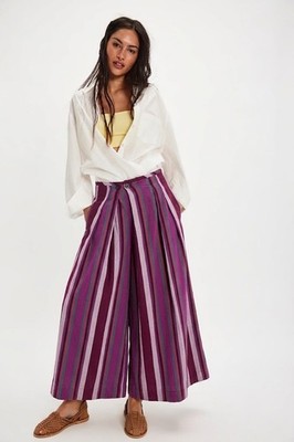 NWT Rujuta Sheth Frida in Lavender Field Stripe Pleated Cotton Wide Pants XL