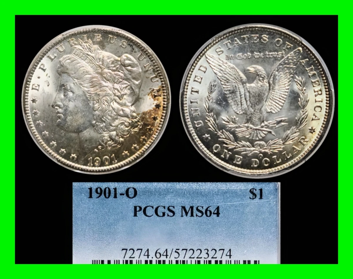 PCGS Certified MS 64 Graded 1901 Year Morgan US Dollars (1878-1921