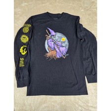 Image of Vans Classic Fit Long Sleeve T Shirt Mens Small Graphic Wizard Moon Print Black