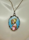Art Nouveau Enamel Goddess Woman Pendant Necklace Silver Antique Museum Quality — photo 5