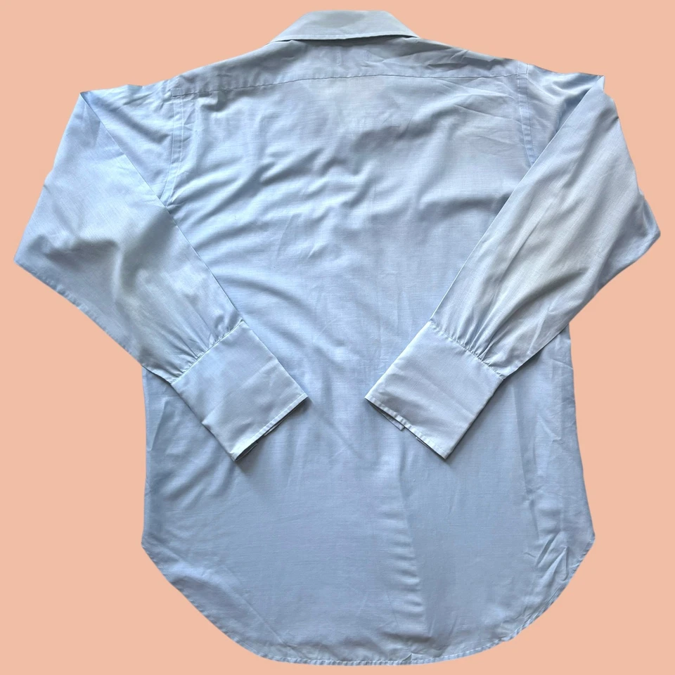 Hathaway Durable Press Light Blue Dress Shirt Dagger Collar 70s Long Sleeve M - Image 2 of 4