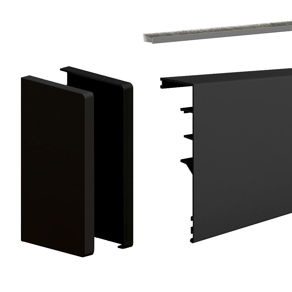 Cache rail aluminium noir mat 1,95m - Montage facile SLID'UP