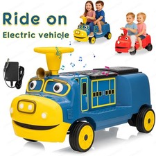 12V Kids Ride on Train Trackless Vehicle Toy with Headlights, Horn Extra Storage