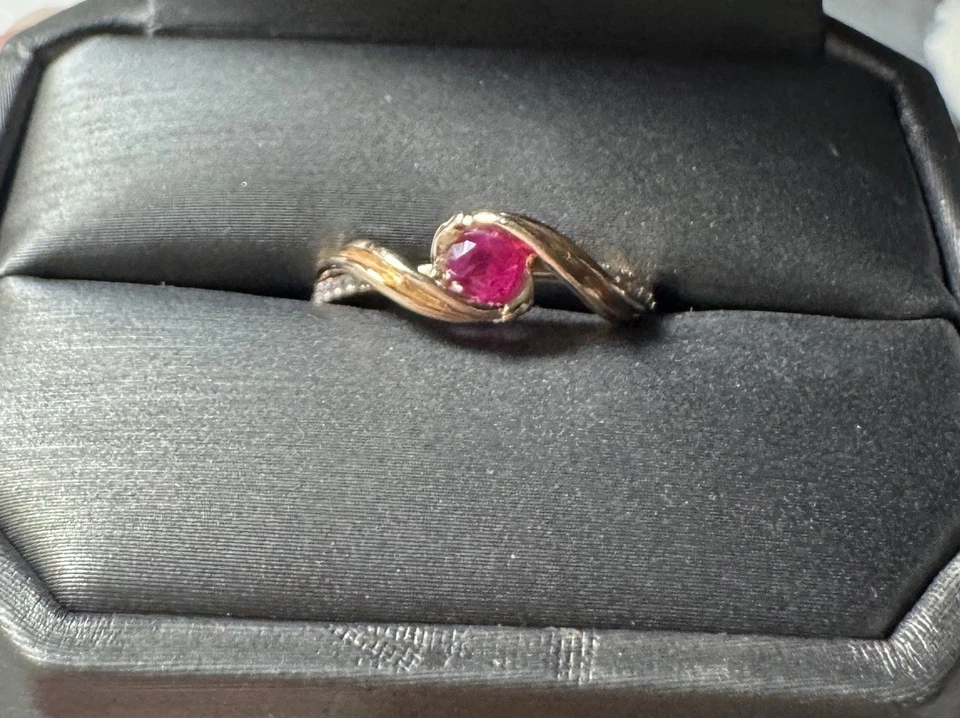 Shane Co 14K Solid Rose Gold Natural Round Red Ruby Diamond Woman’s Lady’s Ring - Image 4 of 4