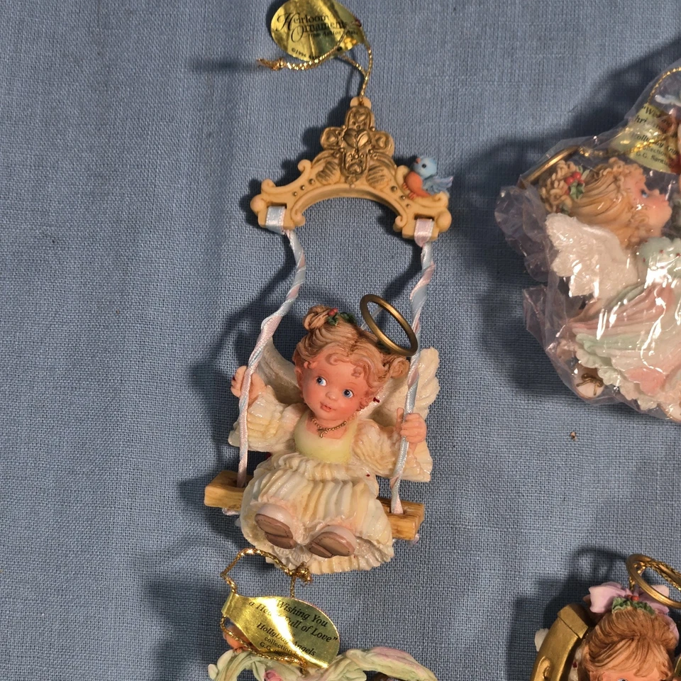 Lote de 8 adornos navideños vintage Ashton Drake Heirloom HollyDay Angels nuevos con etiquetas Foto 3 de 4