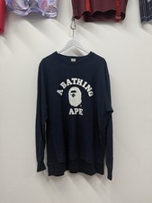 Felpa Bape A Bathing Ape ciniglia college logo blu navy - XL - vintage anni 90